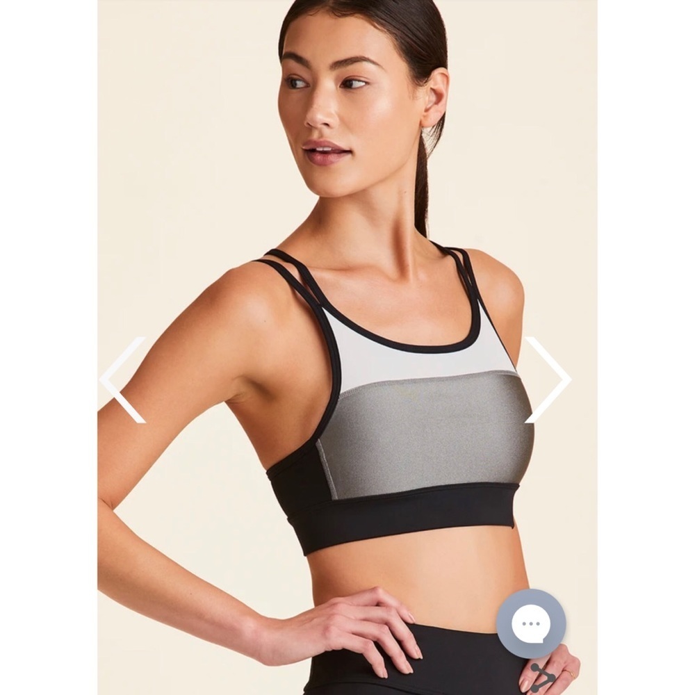 $75 Alala Aurora Sports Bra in Black/Gunmetal Size Small Luxury Athleisure
